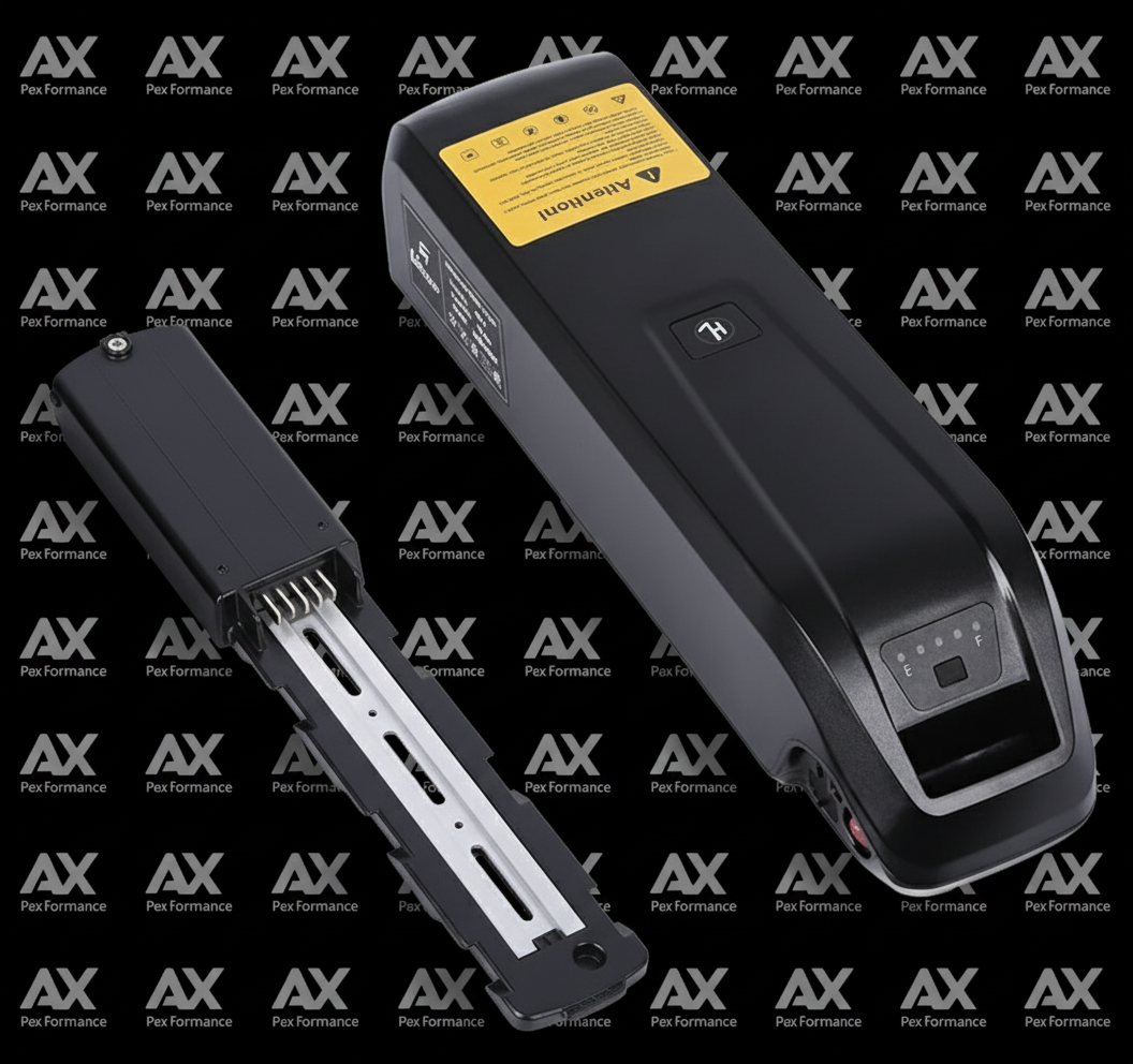 E-bike battery with AX Performance background